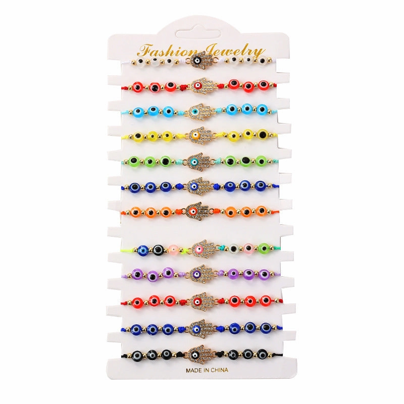 Wholesale Mixed Color Oil Drip Demon Eye Alloy Bracelet