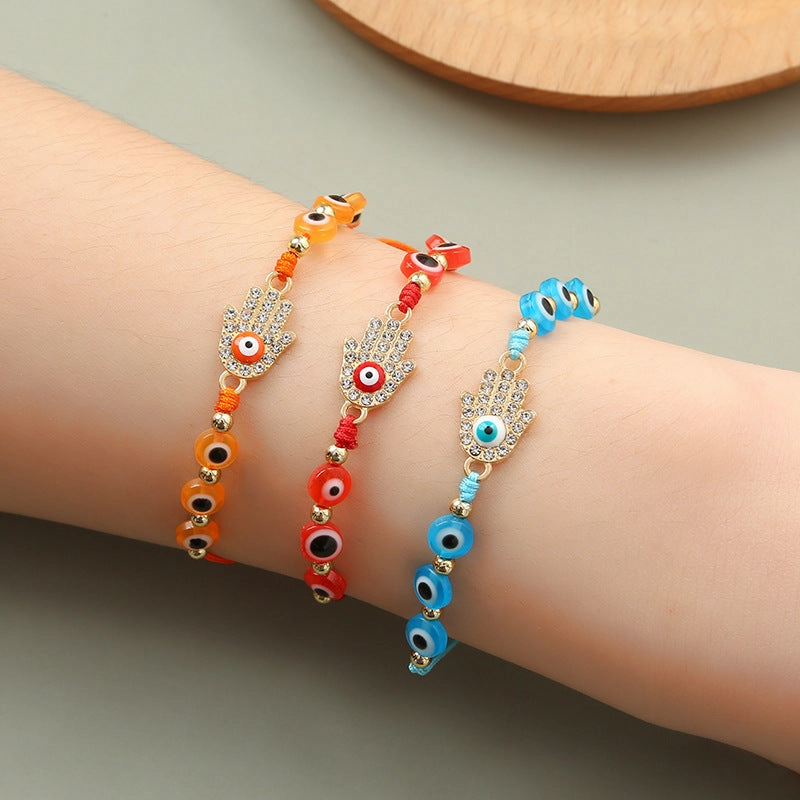 Wholesale Mixed Color Oil Drip Demon Eye Alloy Bracelet
