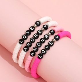 Wholesale Mixed Color Smoky Letter Bracelet