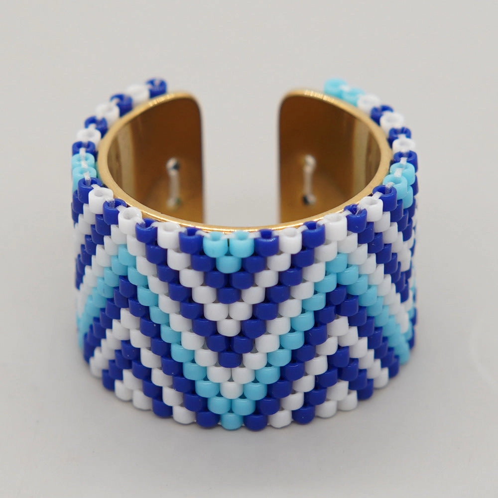 Wholesale Miyuki Rice Beads Hand Woven Stainless Steel Ring