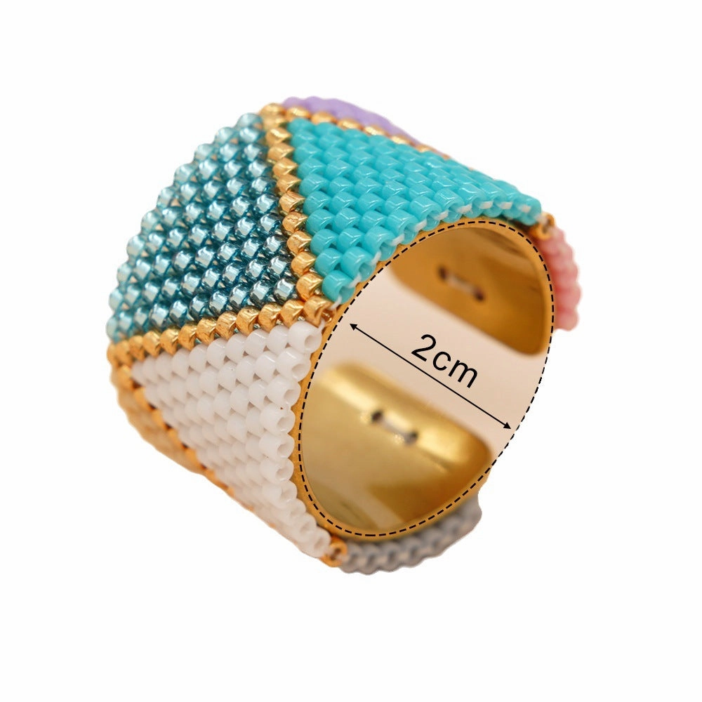 Wholesale Miyuki Rice Beads Hand Woven Stainless Steel Ring