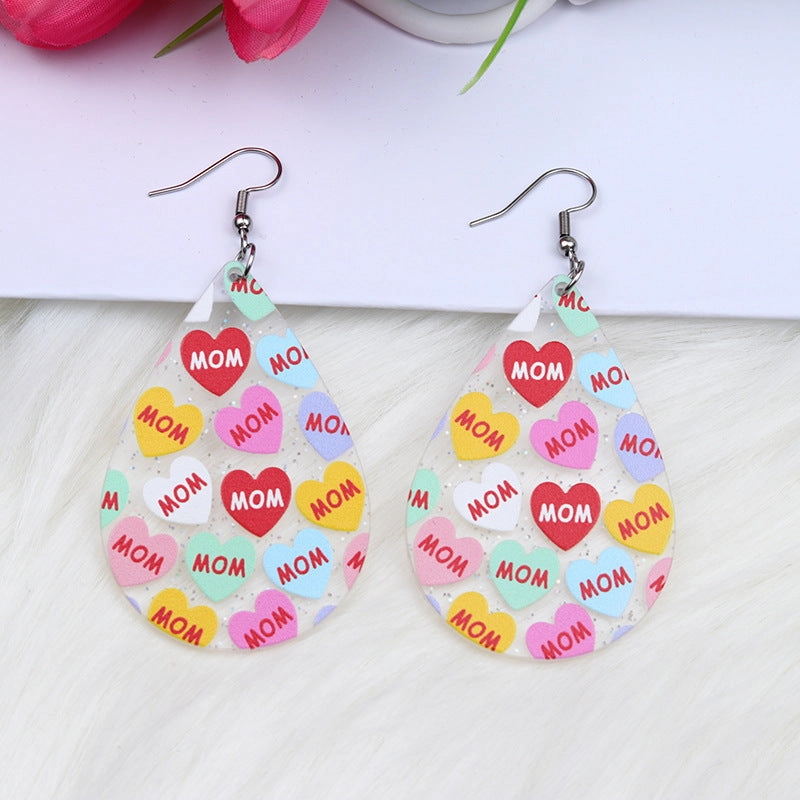 Wholesale MOM Love Acrylic Earrings