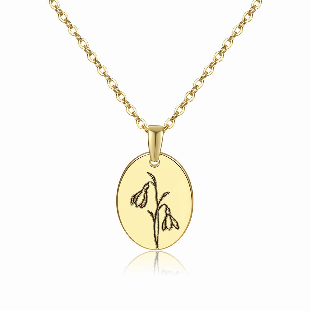 Wholesale Moon Flower Gold Plated Corrosion Pattern Oval Pendant Necklace