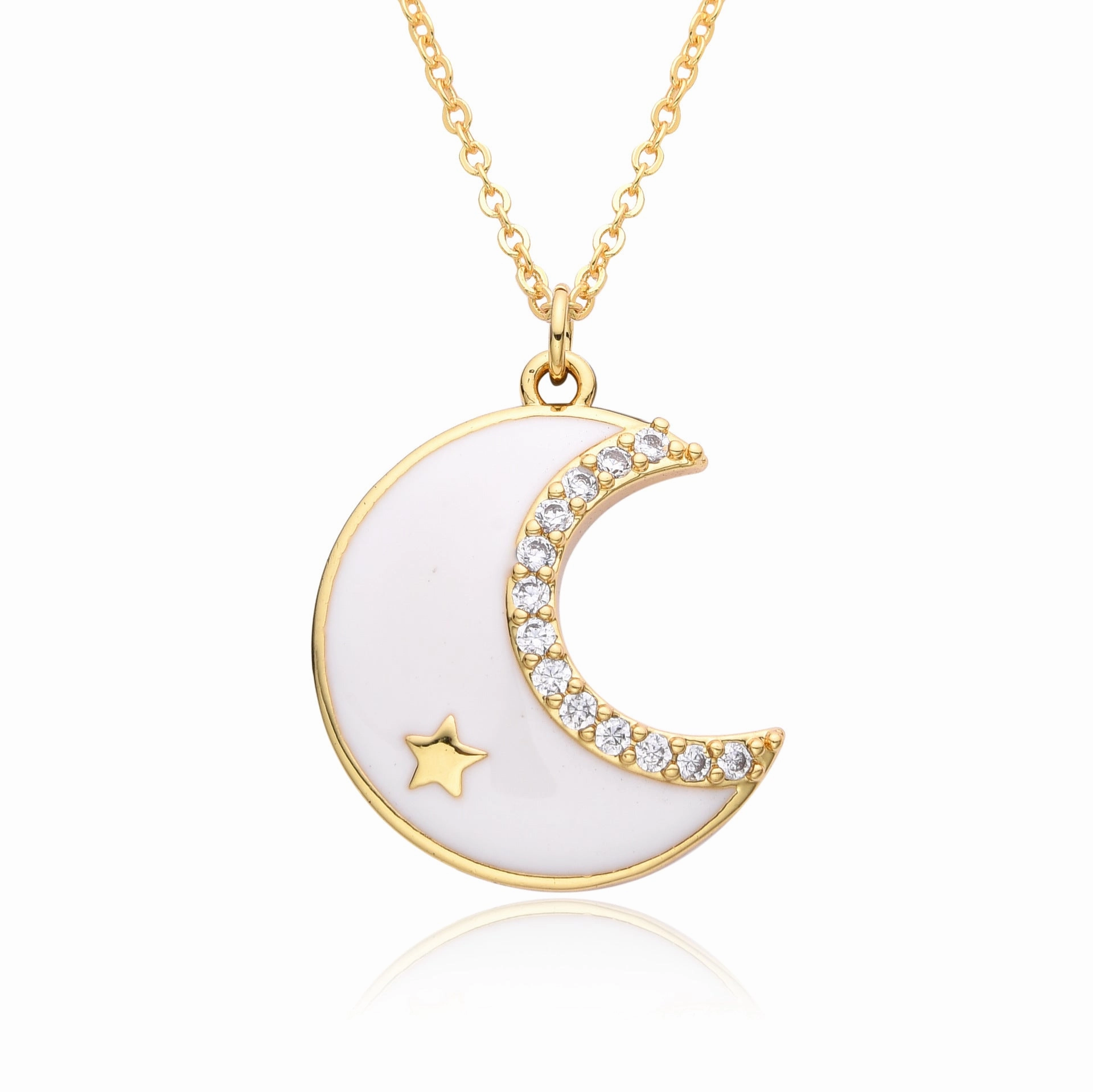 Wholesale Moon Full Diamond Necklace Clavicle Chain