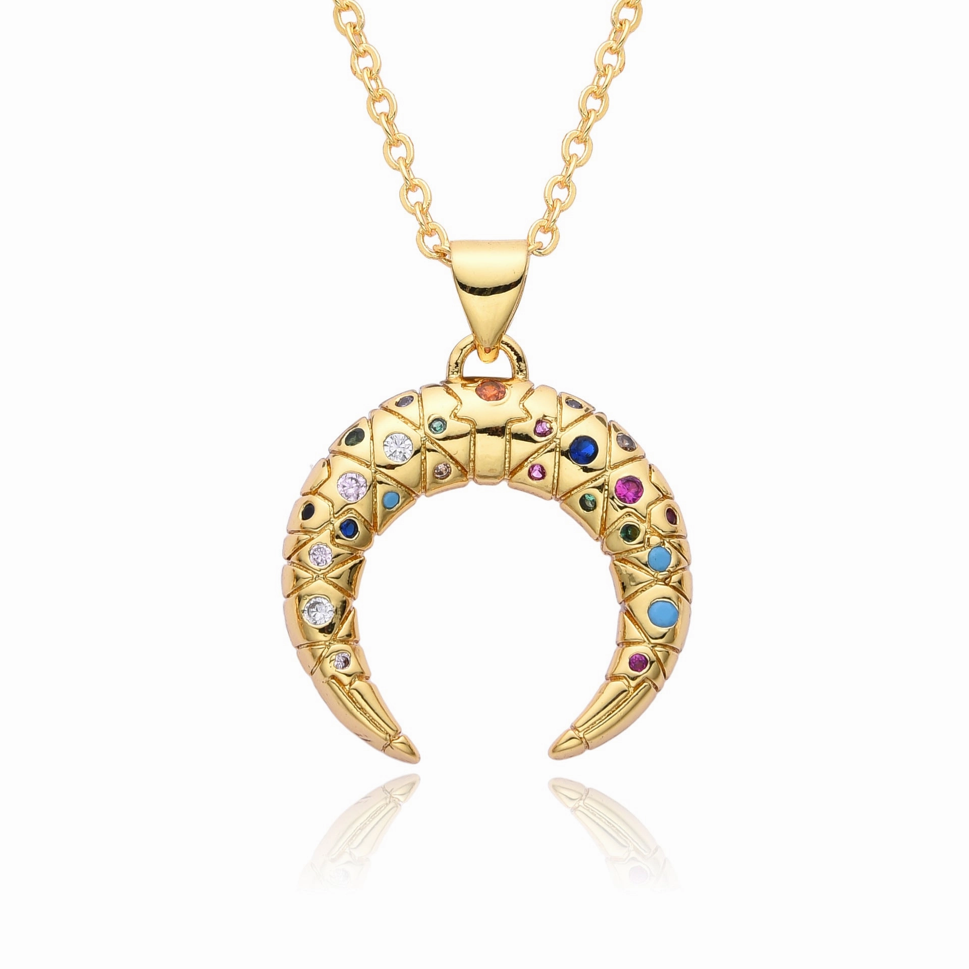 Wholesale Moon Full Diamond Necklace Clavicle Chain