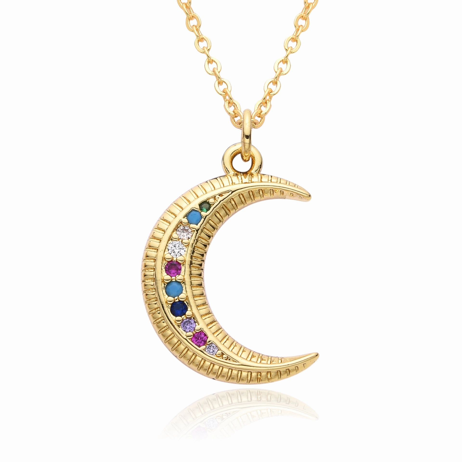 Wholesale Moon Full Diamond Necklace Clavicle Chain