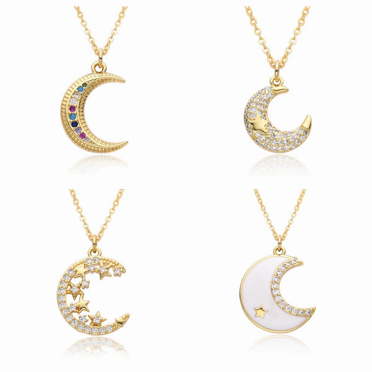 Wholesale Moon Full Diamond Necklace Clavicle Chain