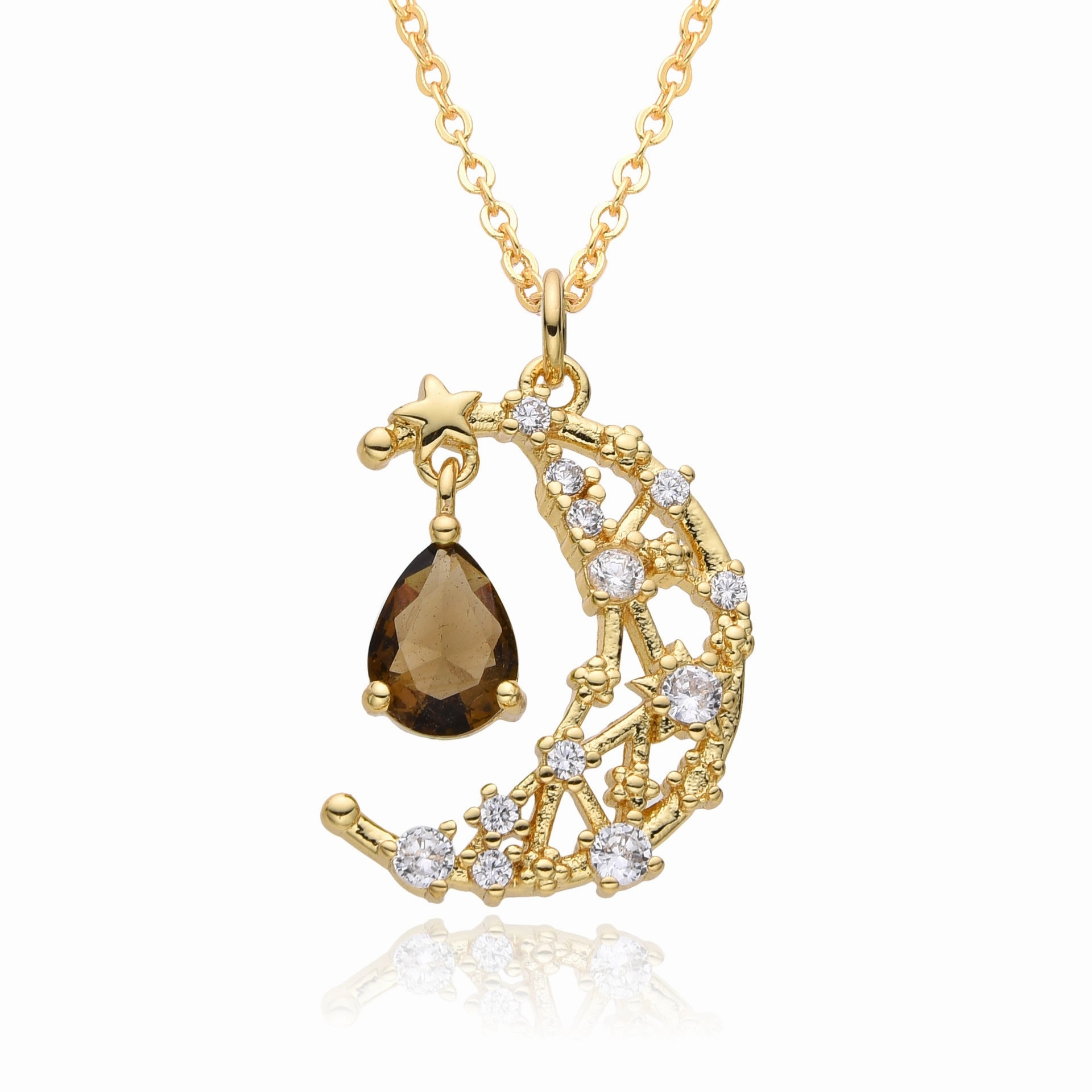 Wholesale Moon Micropaved Zirconia Necklace