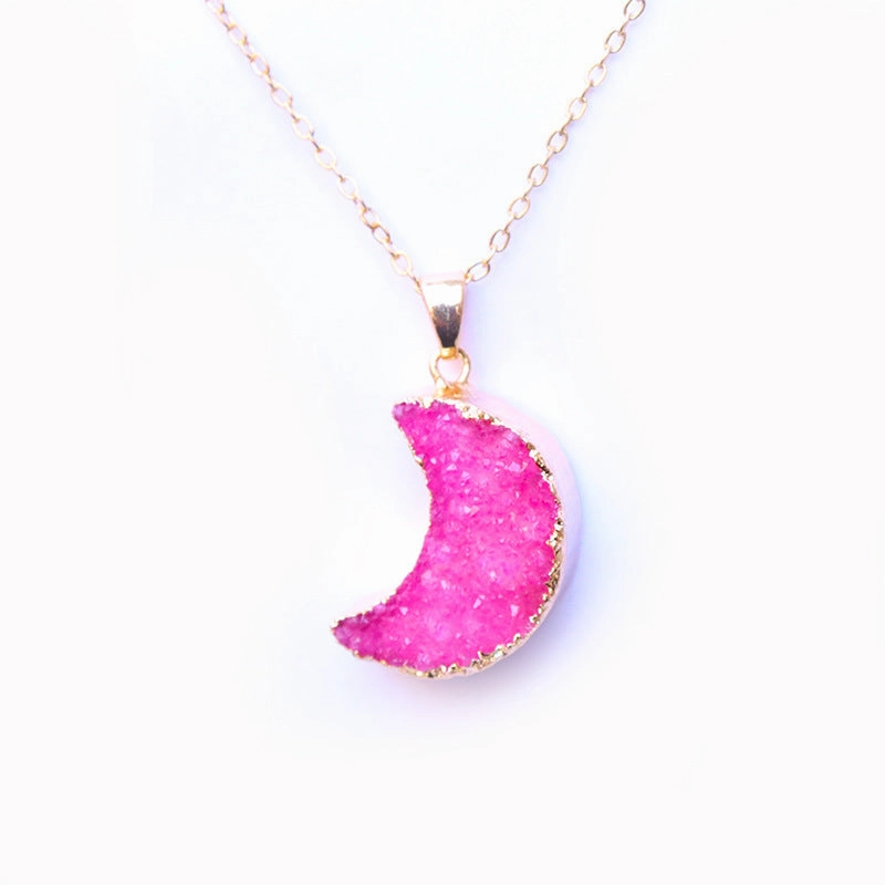 Wholesale Moon Pendant Natural Agate Stone Necklace