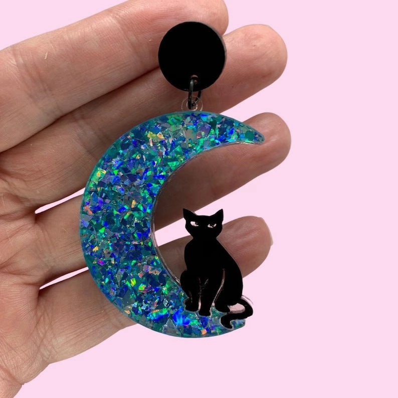 Wholesale Moon Star Cat Acrylic Earrings