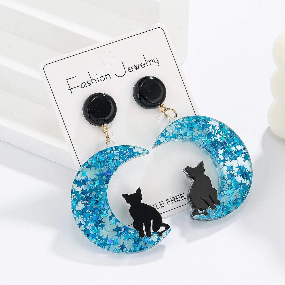 Wholesale Moon Star Cat Acrylic Earrings