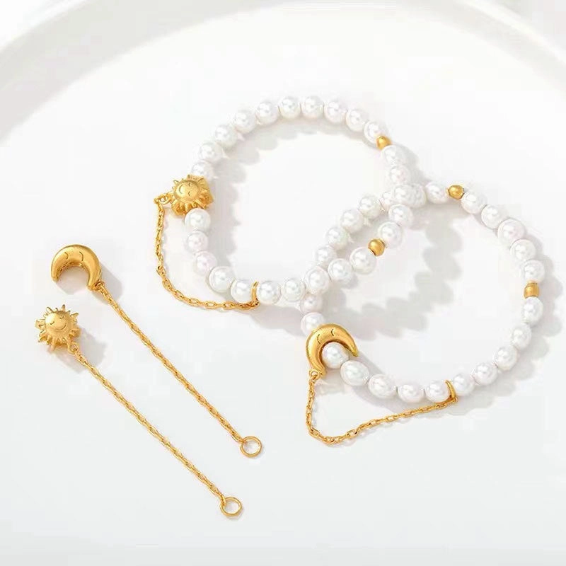 Wholesale Moon Sun Alloy Bracelet Sand Gold Spacer Bead Accessories