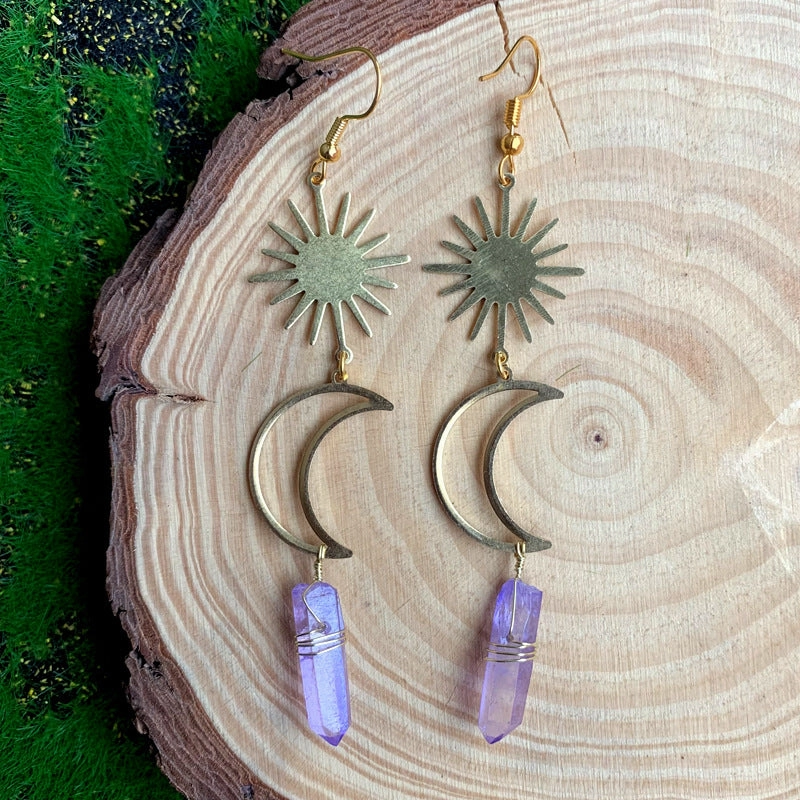 Wholesale Moon Sun Crystal Alloy Earrings