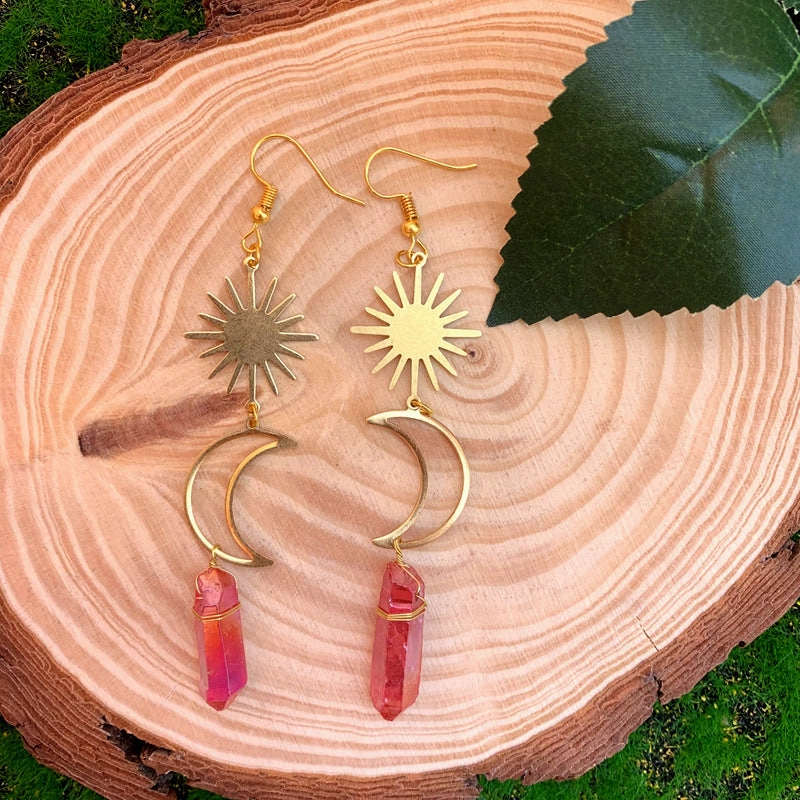 Wholesale Moon Sun Crystal Alloy Earrings