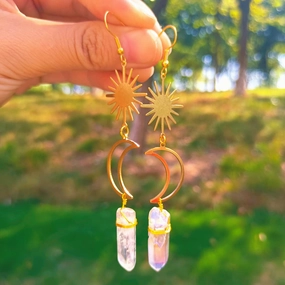 Wholesale Moon Sun Crystal Alloy Earrings