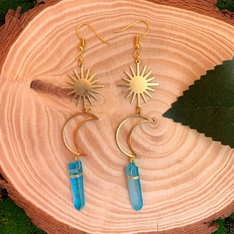 Wholesale Moon Sun Crystal Alloy Earrings