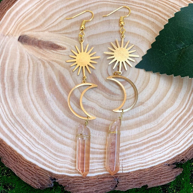 Wholesale Moon Sun Crystal Alloy Earrings