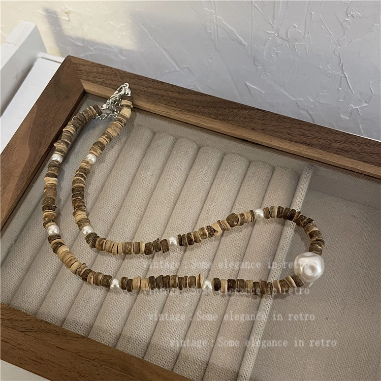 Wholesale Moonstone Titanium Steel Black Beaded Necklaces