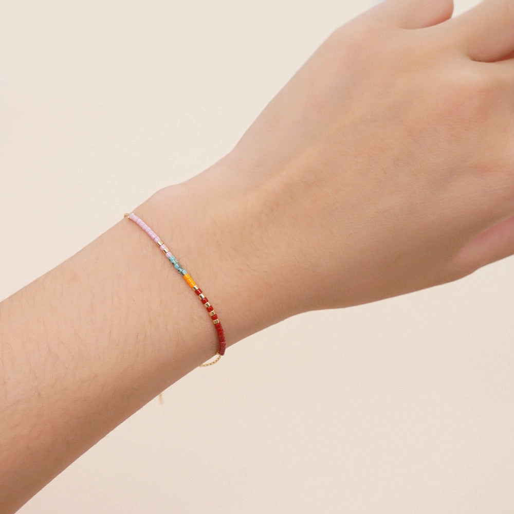 Wholesale Morse Code Imported Rice Beads Bracelet