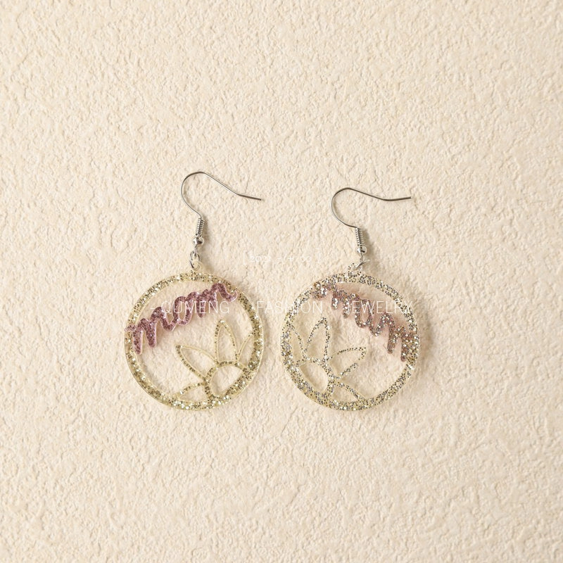 Wholesale Mother's Day Acrylic Glitter Earrings