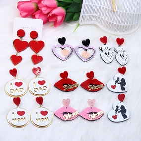 Wholesale Mother's Day Acrylic Heart Earrings