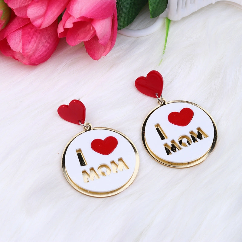 Wholesale Mother's Day Acrylic Heart Earrings