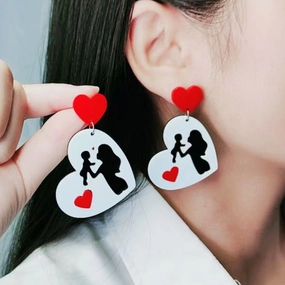 Wholesale Mother's Day Acrylic Love Double Layer Earrings