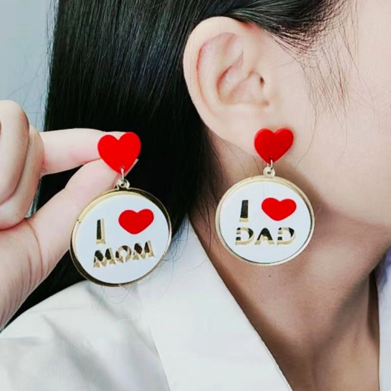 Wholesale Mother's Day Acrylic Love Double Layer Earrings