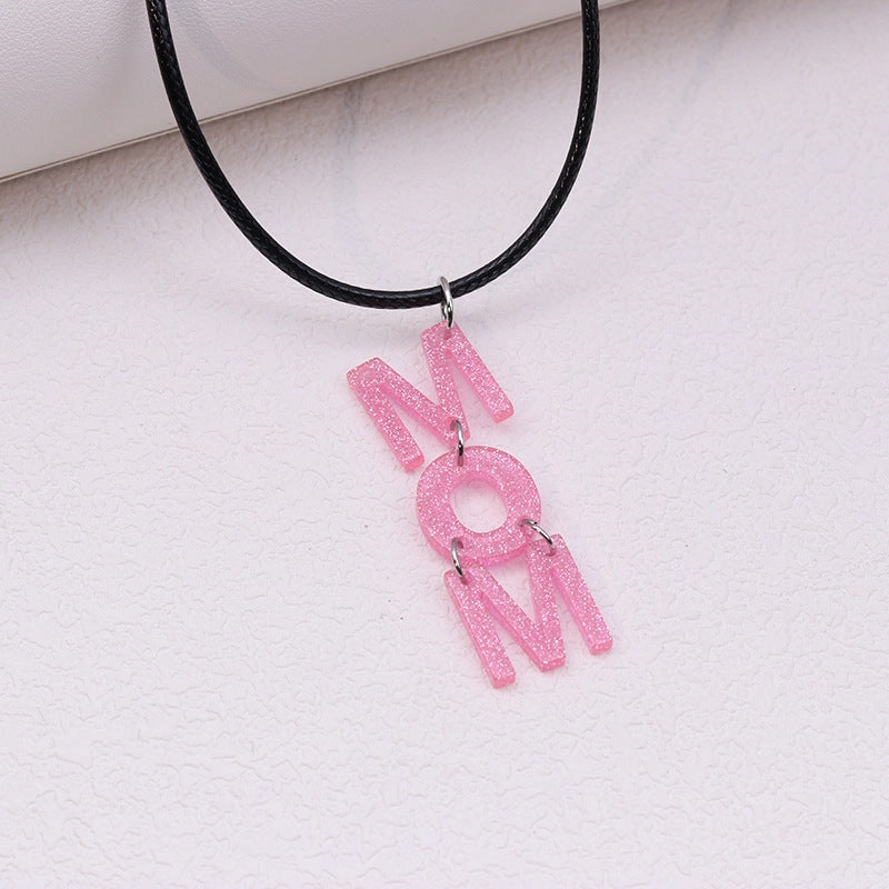 Wholesale Mother's Day Acrylic Mom Patchwork Necklace