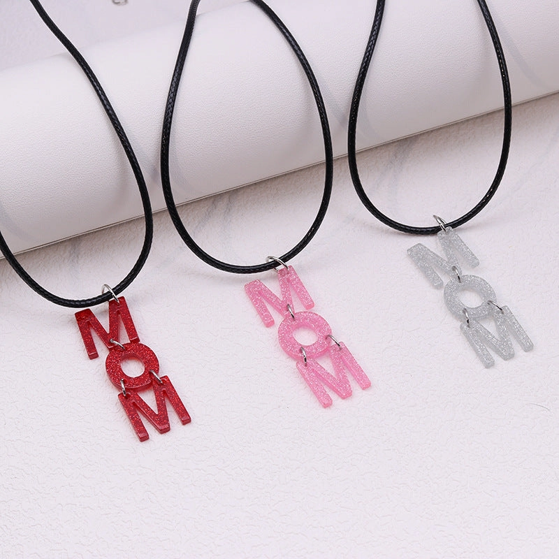 Wholesale Mother's Day Acrylic Mom Patchwork Necklace