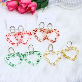 Wholesale Mother's Day Acrylic Transparent Peach Heart Earrings