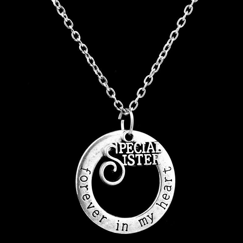 Wholesale Mother's Day Alloy Engraved Forever in Heart Pendant Necklace