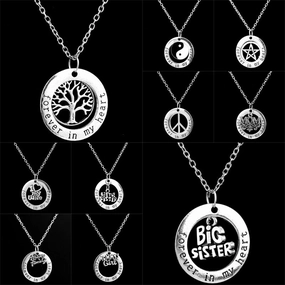 Wholesale Mother's Day Alloy Engraved Forever in Heart Pendant Necklace