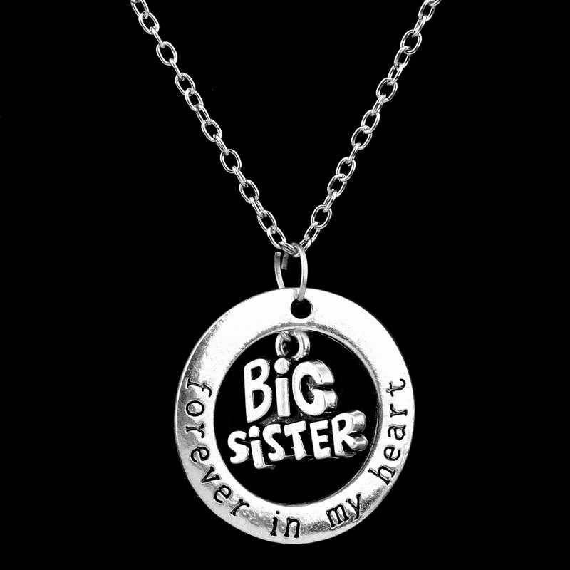Wholesale Mother's Day Alloy Engraved Forever in Heart Pendant Necklace