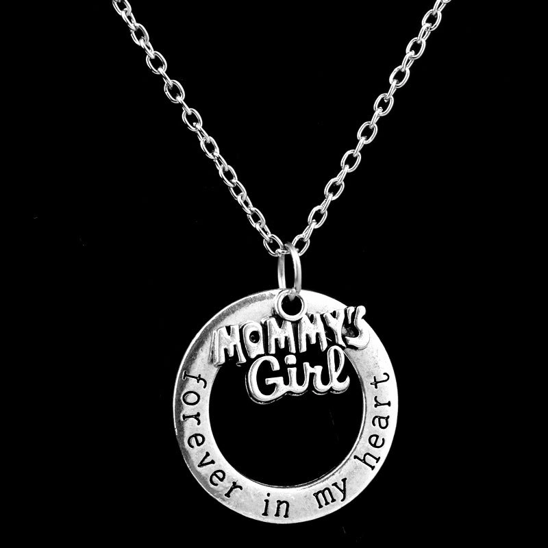 Wholesale Mother's Day Alloy Engraved Forever in Heart Pendant Necklace