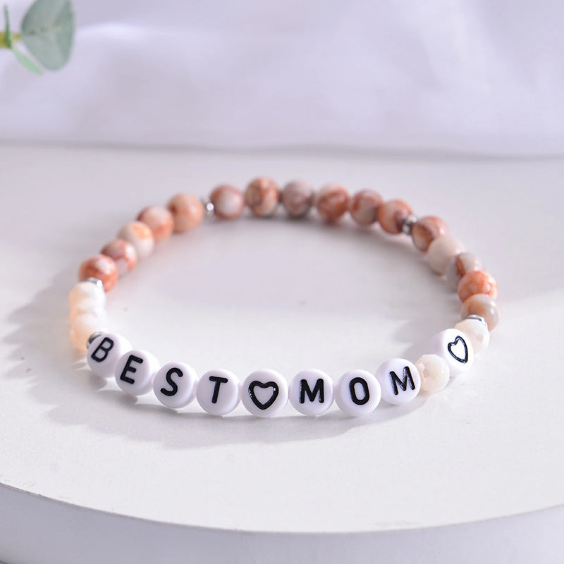 Wholesale Mother's Day Alphabet Natural Stone Beaded Bracelet
