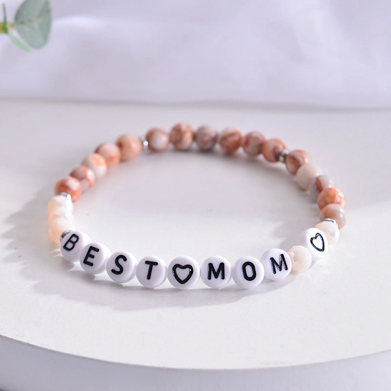 Wholesale Mother's Day Alphabet Natural Stone Beaded Bracelet