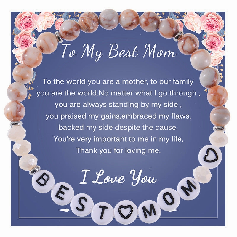 Wholesale Mother's Day Alphabet Natural Stone Beaded Bracelet