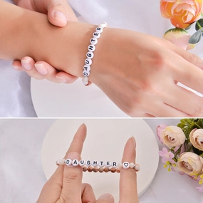 Wholesale Mother's Day Alphabet Natural Stone Beaded Bracelet