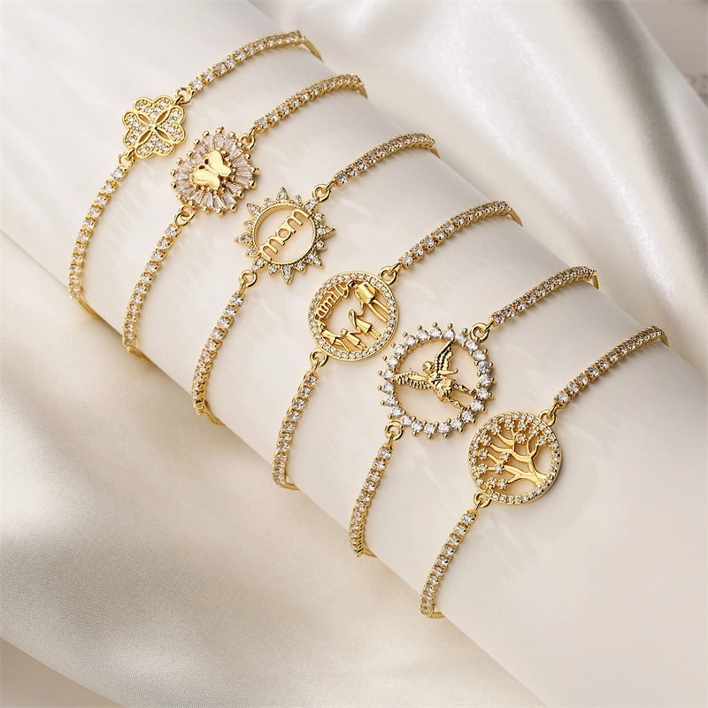 Wholesale Mother's Day Butterfly Life Tree Alloy Bracelet