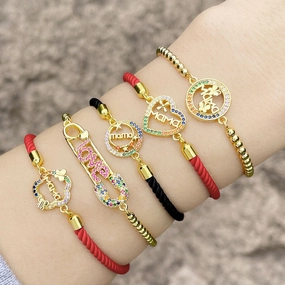 Wholesale Mother's Day Color Diamond Copper Bracelet
