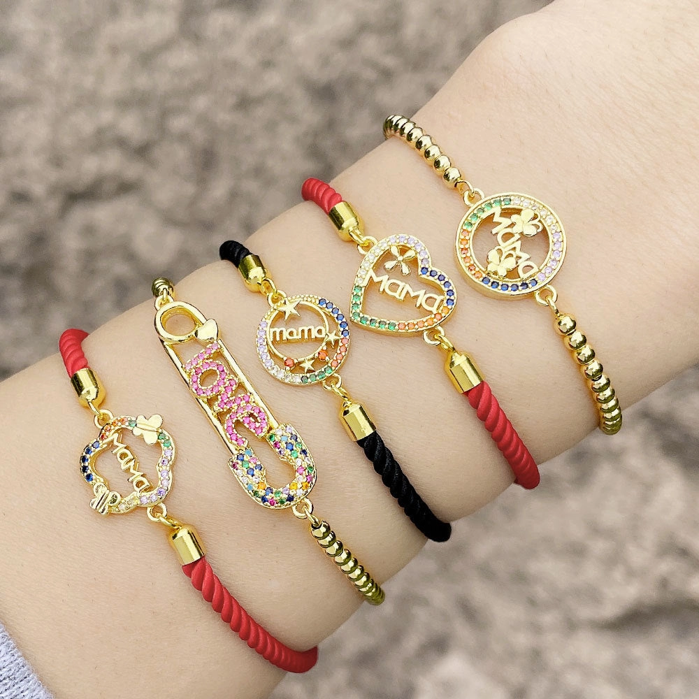 Wholesale Mother's Day Color Diamond Copper Bracelet