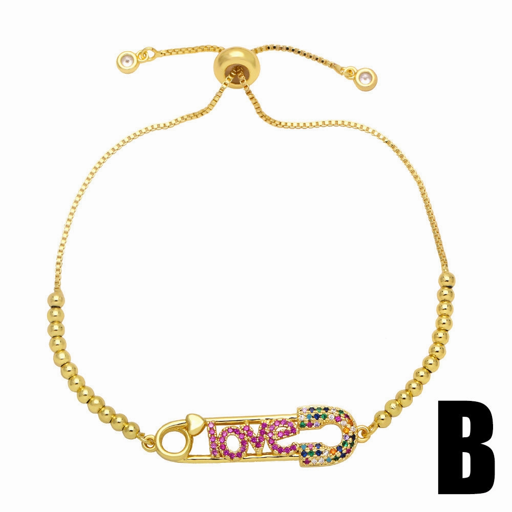 Wholesale Mother's Day Color Diamond Copper Bracelet