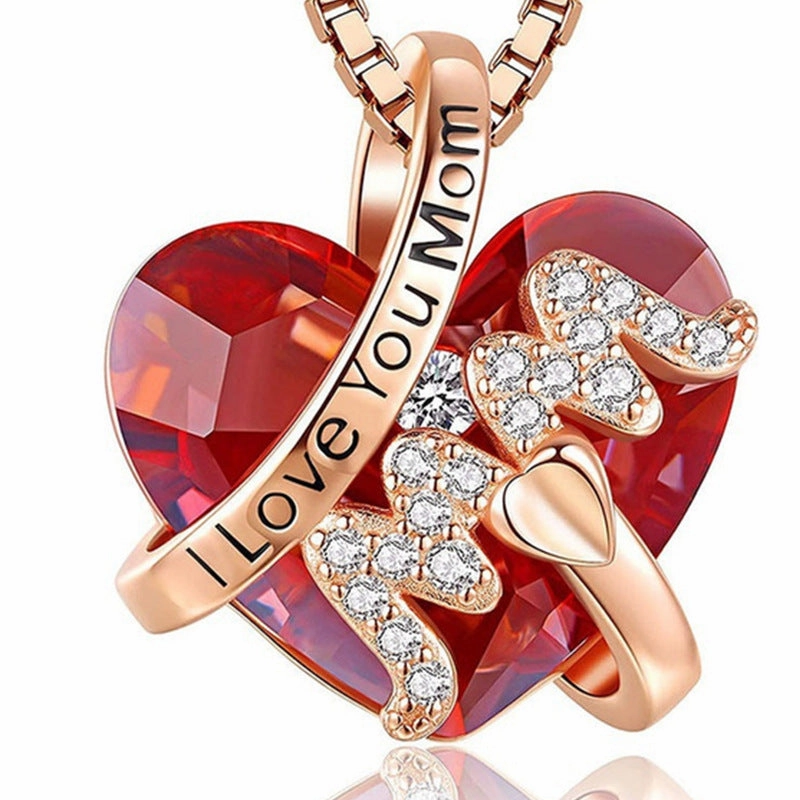 Wholesale Mother's Day Commemorative Diamond Inlaid Alloy Necklaces