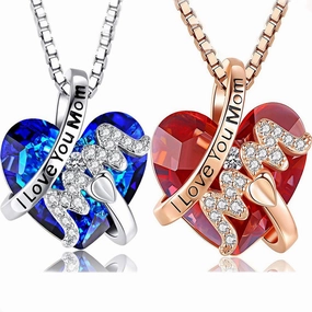 Wholesale Mother's Day Commemorative Diamond Inlaid Alloy Necklaces