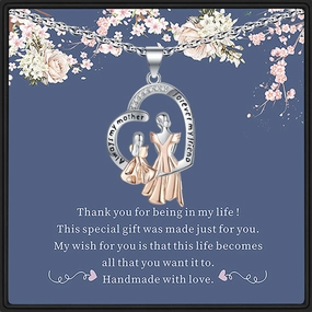 Wholesale Mother's Day Creative Mother Daughter Diamond Inlaid Copper Necklace