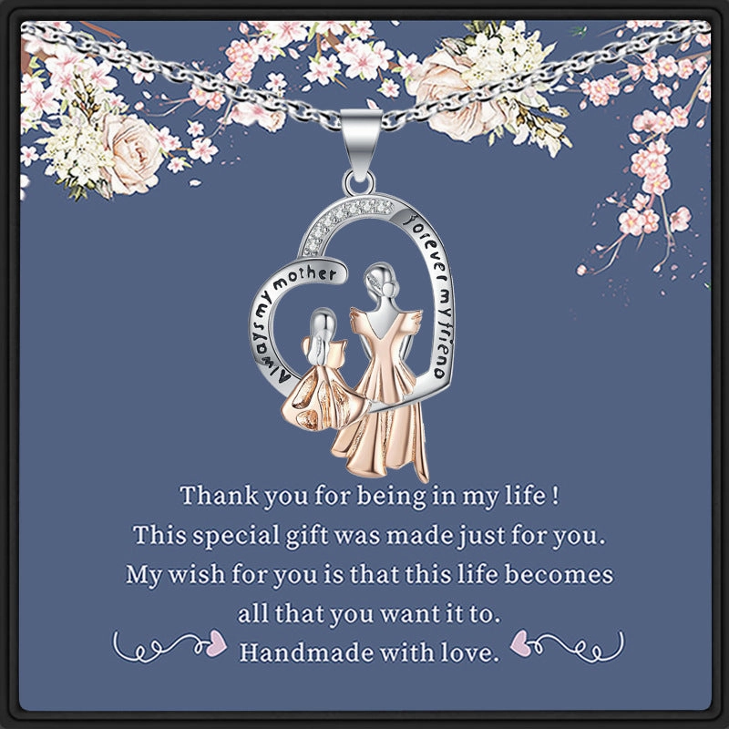 Wholesale Mother's Day Creative Mother Daughter Diamond Inlaid Copper Necklace