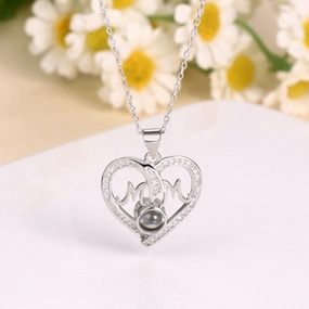 Wholesale Mother's Day Double Love Mom Diamond Set Copper Necklace