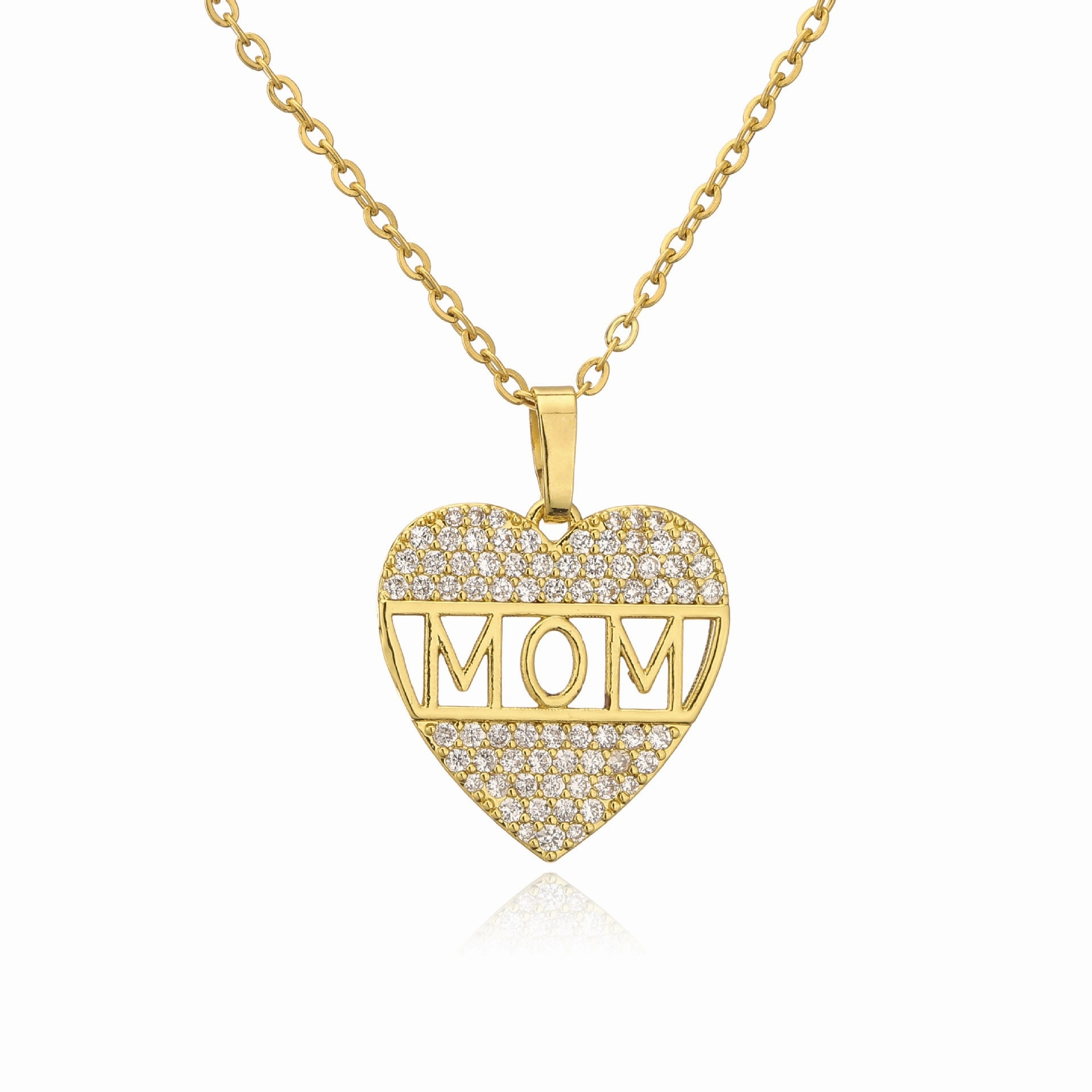 Wholesale Mother's Day Gift Copper 18K Gold Plated Zircon MAMA Necklace