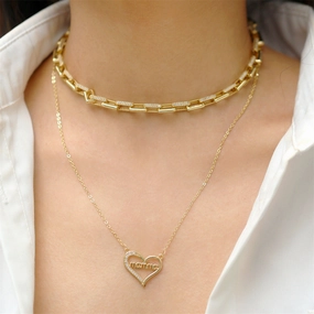 Wholesale Mother's Day Gift Copper Love Mama Diamond Pendant Necklace
